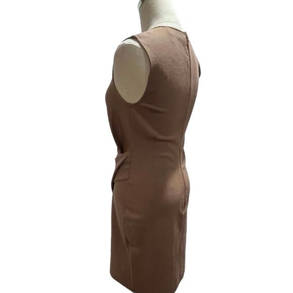 Lanvin Crew Neck Knee-Length Sheath Side Ruched Taupe Tan Dress Size 40/ US 6-9 - Picture 6 of 11